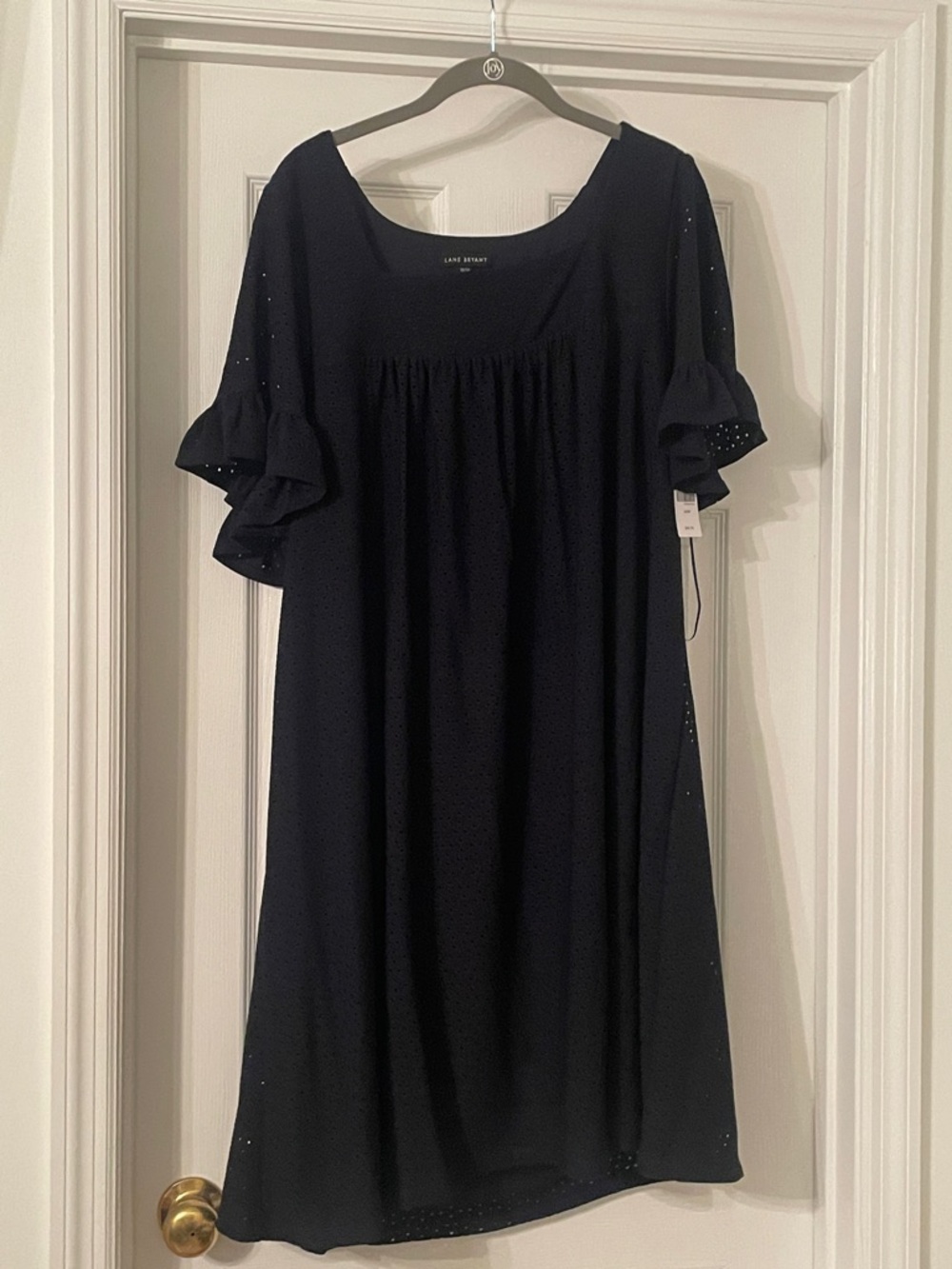 Lane Bryant Black Eyelet Ruffle Sleeve Midi Dress
